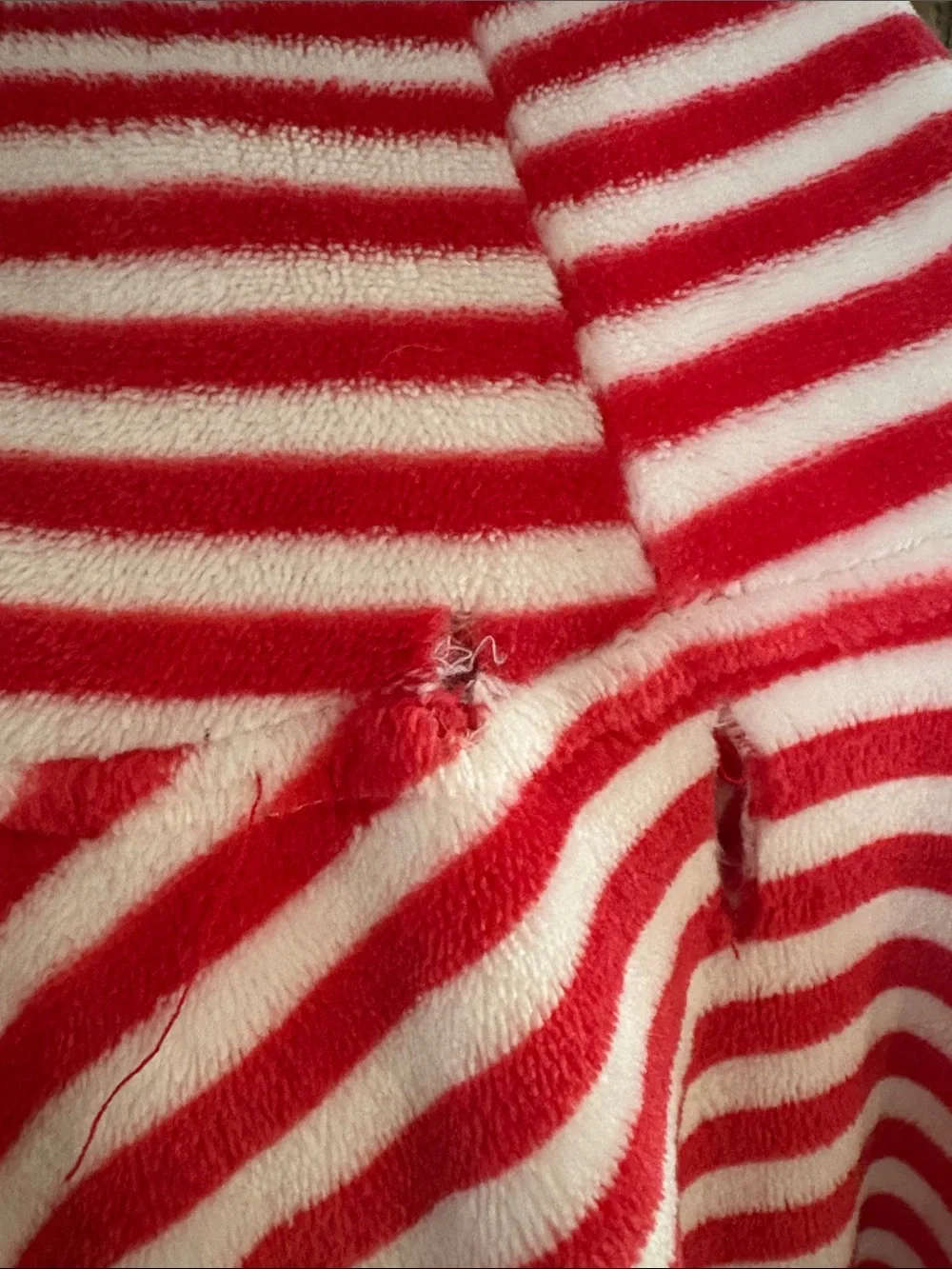 ❤️🤍 Red & White Striped Hooded Dog Pajama – Size Medium 🤍❤️